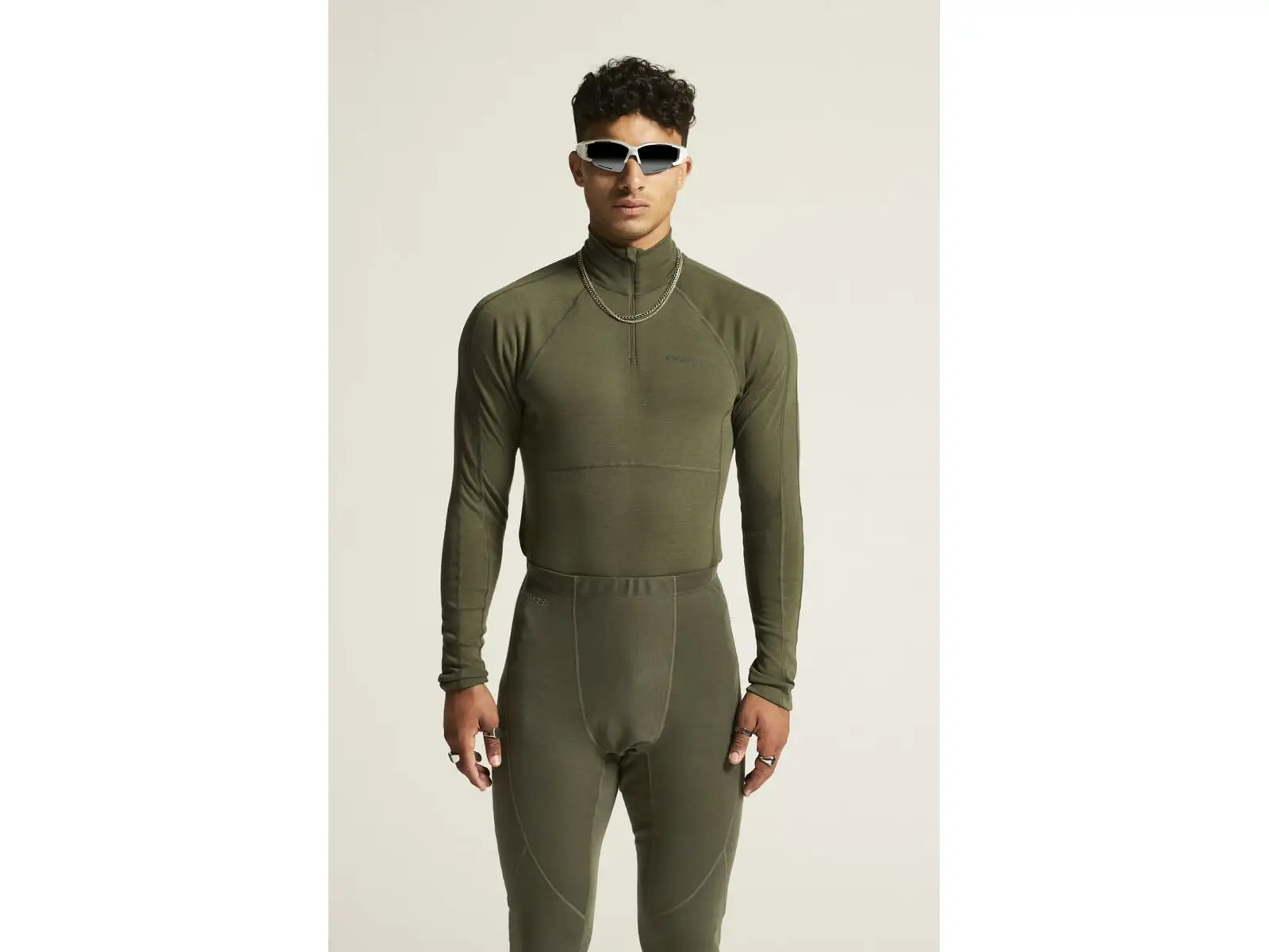 Craft ADV Wool Merino men's long sleeve zip tee green