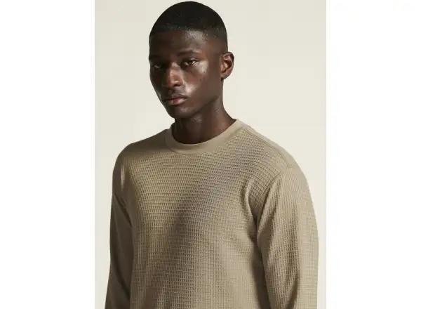 Craft Wool Waffle men's shirt long sleeve beige
