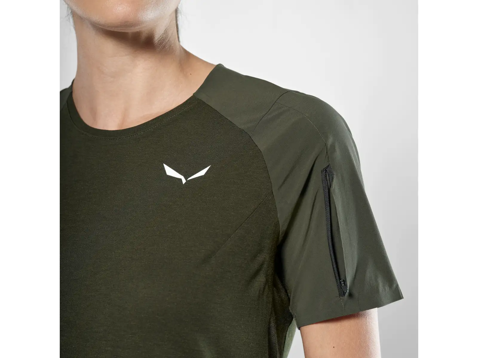 Salewa Puez AM Hyb women's shirt short sleeve Dark Olive