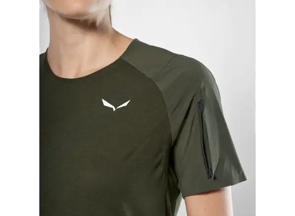 Salewa Puez AM Hyb women's shirt short sleeve Dark Olive