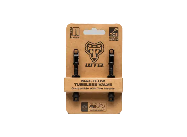 WTB TCS AL Max-Flow Presta Valve tubeless valves 65mm black 2 pcs