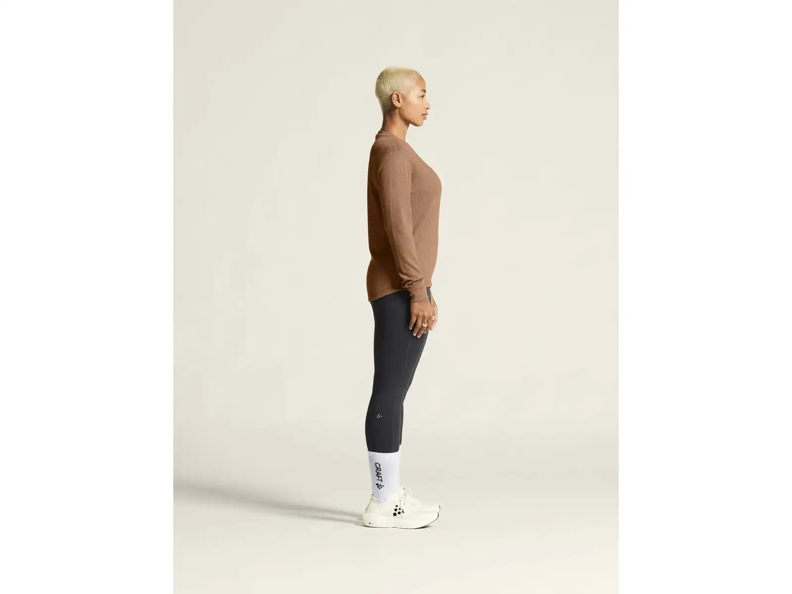 Craft Wool Waffle women's shirt long sleeve brown