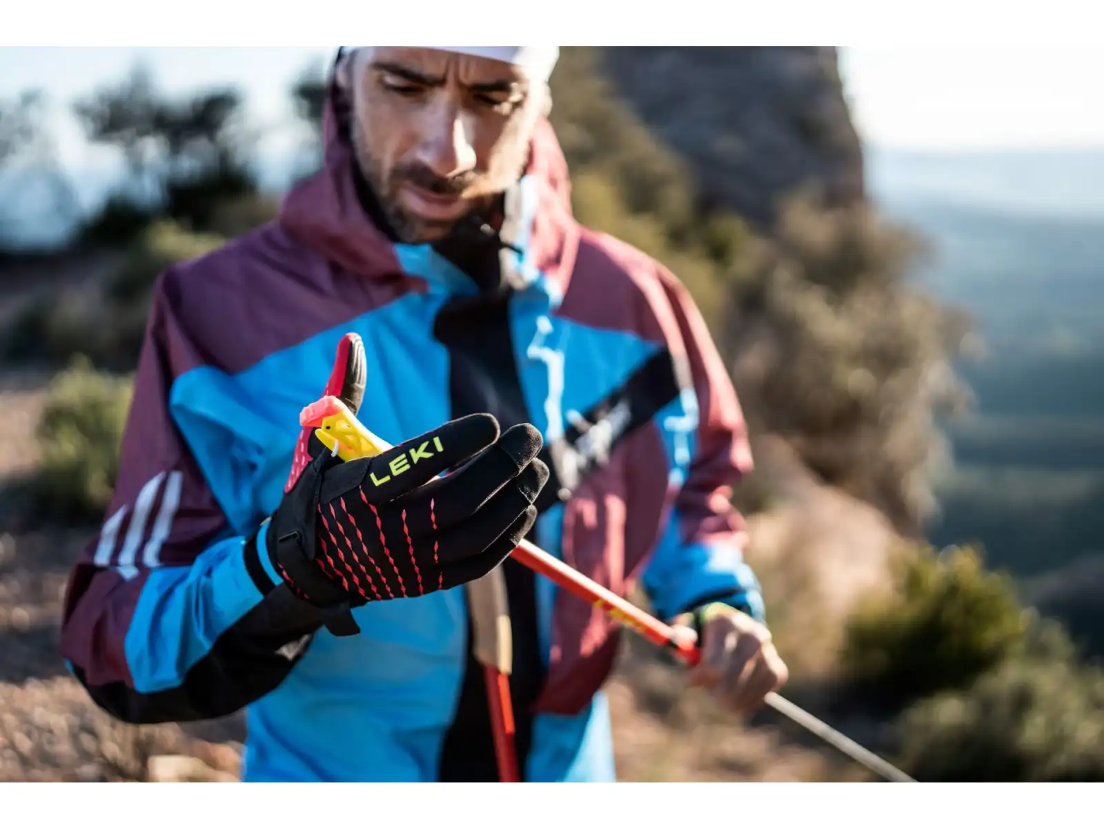 Leki Ultra Trail Storm Shark running gloves Black/Red/Neon Yellow