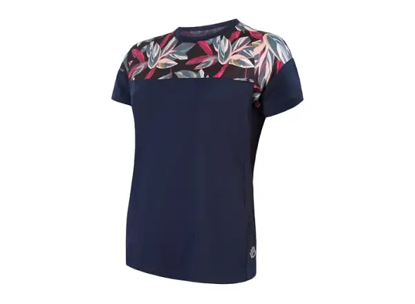 Sensor Helium women's jersey short sleeve Blue/Leaves