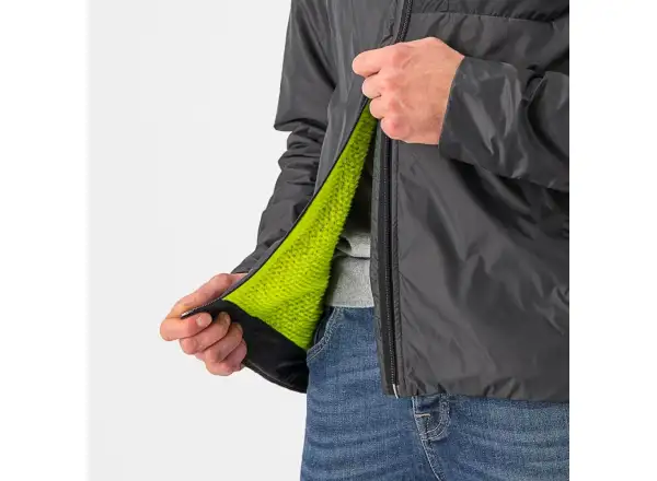 Castelli Riscalda Puffy men's jacket dark gray/electric lime