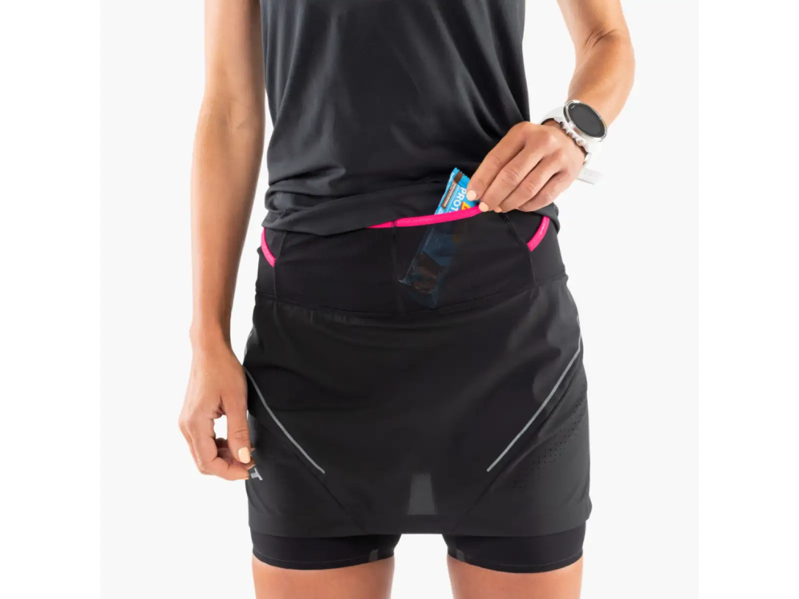 Dynafit Ultra 2in1 women's running skirt with inner shorts Black out
