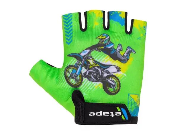 Etape Tiny children's cycling gloves short green/motorcycle