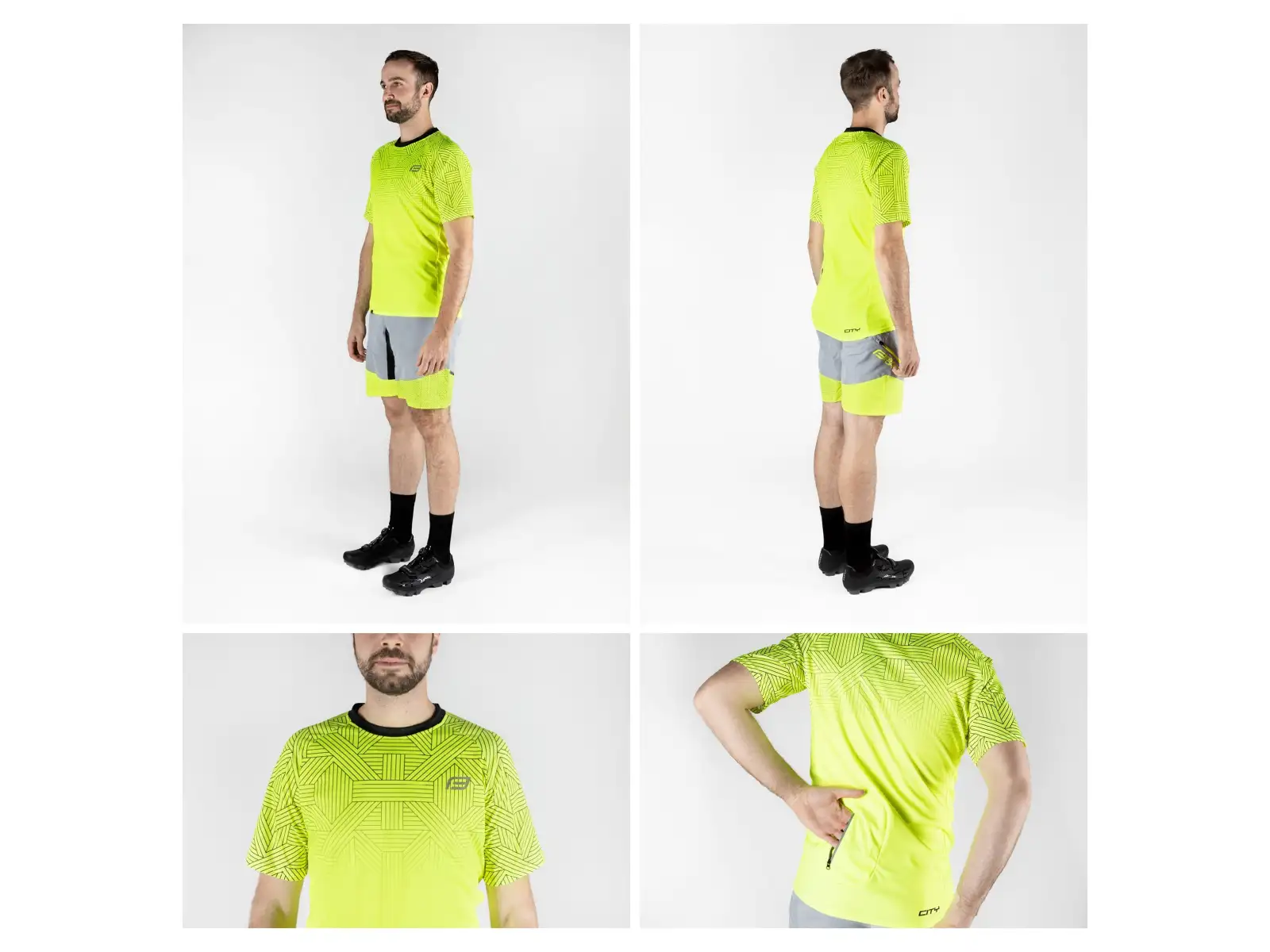 Force City men's jersey short sleeve fluo/black