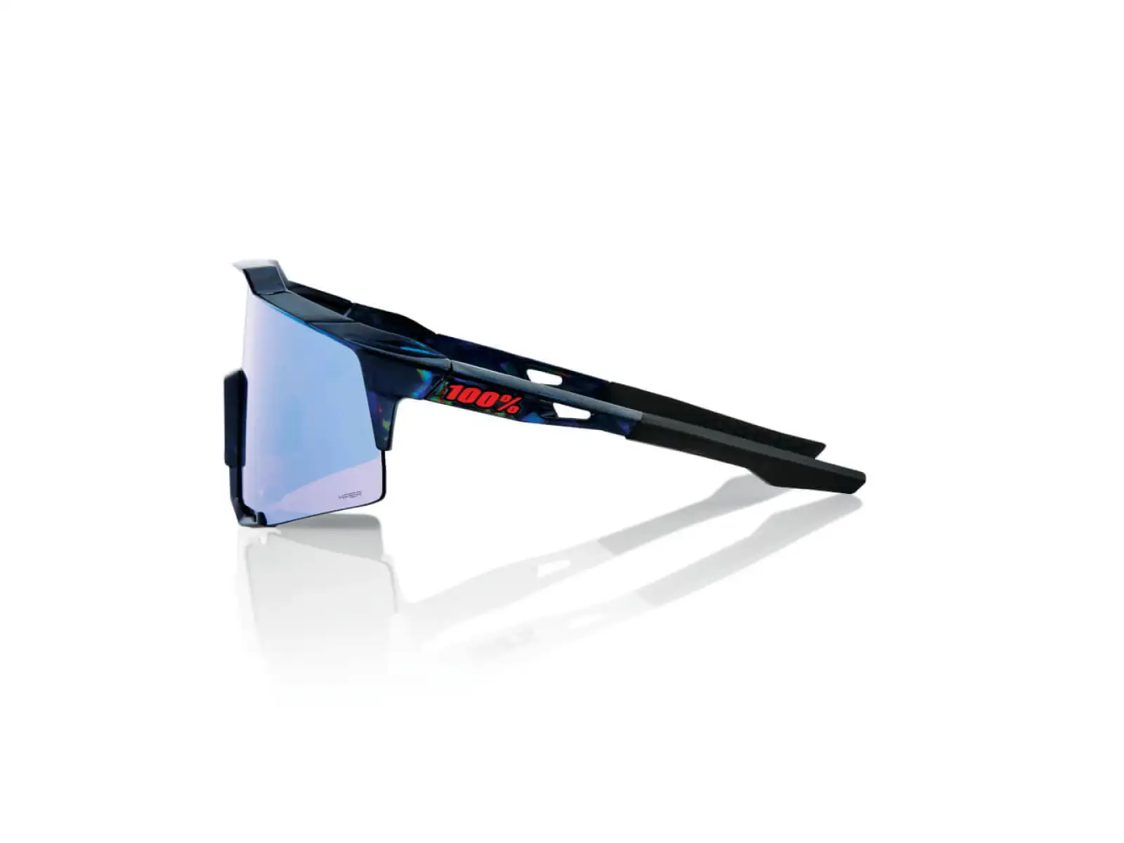 100% SPEEDCRAFT Cycling Glasses Black Holographic/Hiper blue Multilayer Mirror Lens