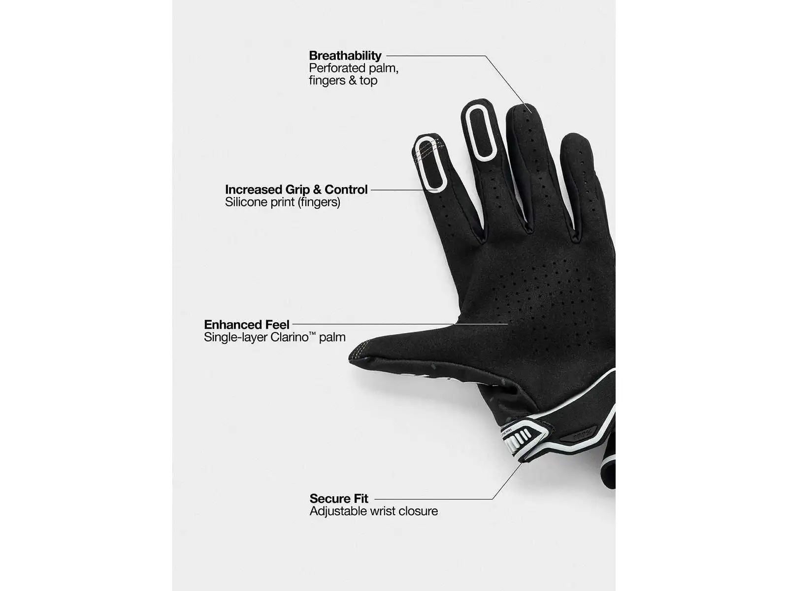 100% Ridefit men's gloves Black