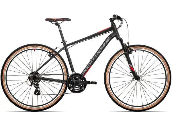 Rock Machine CrossRide 100 mat black/dark grey/brick red trekking bike DEMO