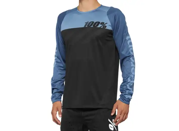 100% R-CORE Long Sleeve Jersey Men Black/Slate Blue