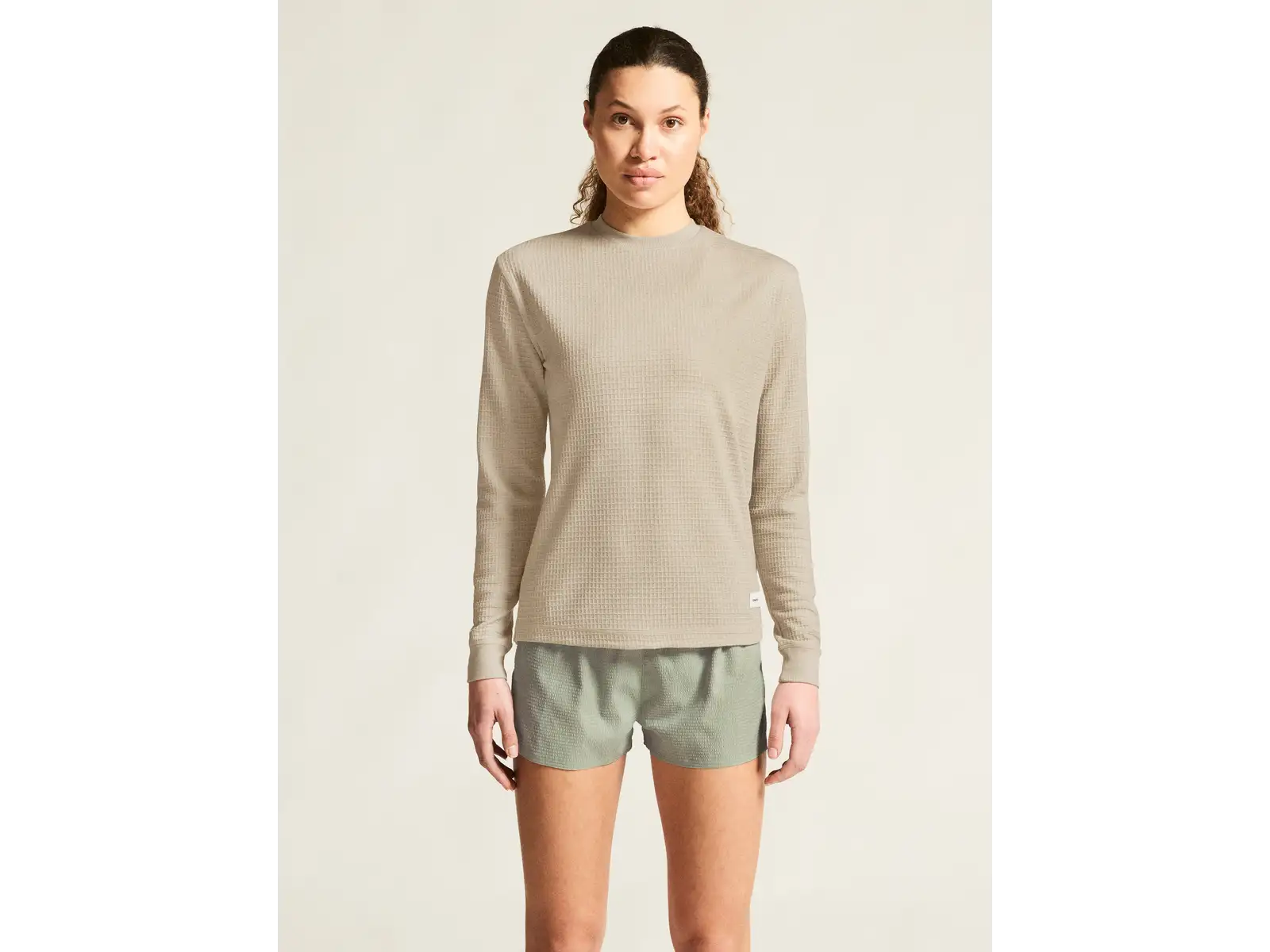 Craf Wool Waffle women's long sleeve shirt beige