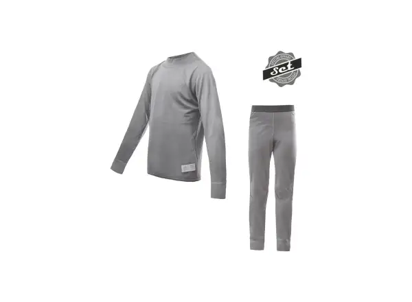 Sensor Merino Active set juniorské long sleeve shirt + pants grey