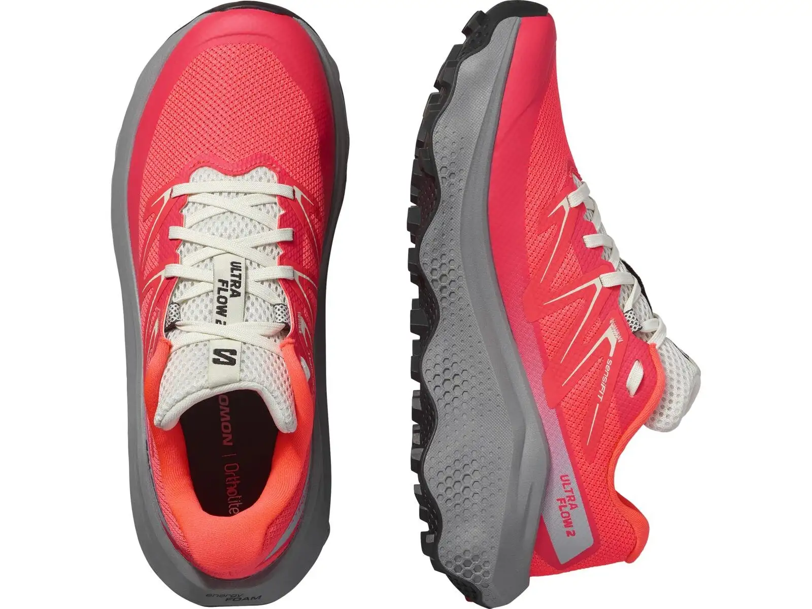 Salomon Ultra Flow 2 women's running shoes Coral Neon Flame/Gull/Icicle