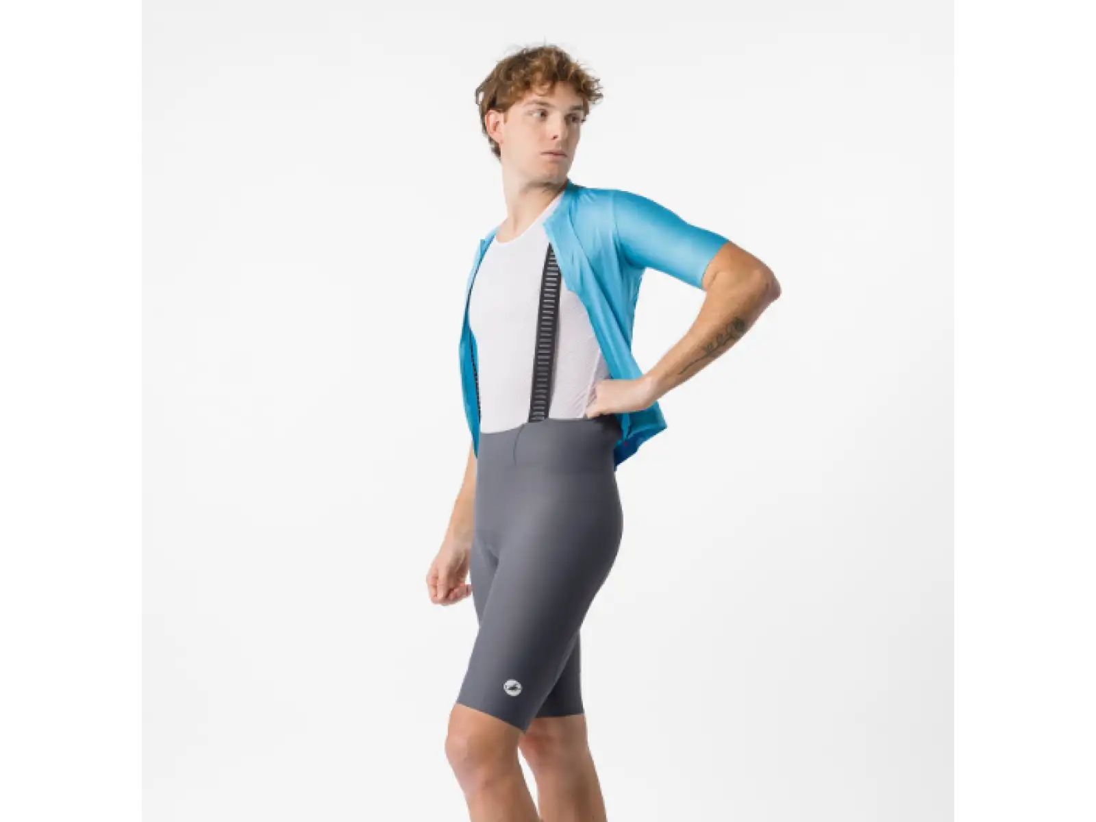 Castelli Espresso 2 men's shorts with pad and bib Smoky Gray