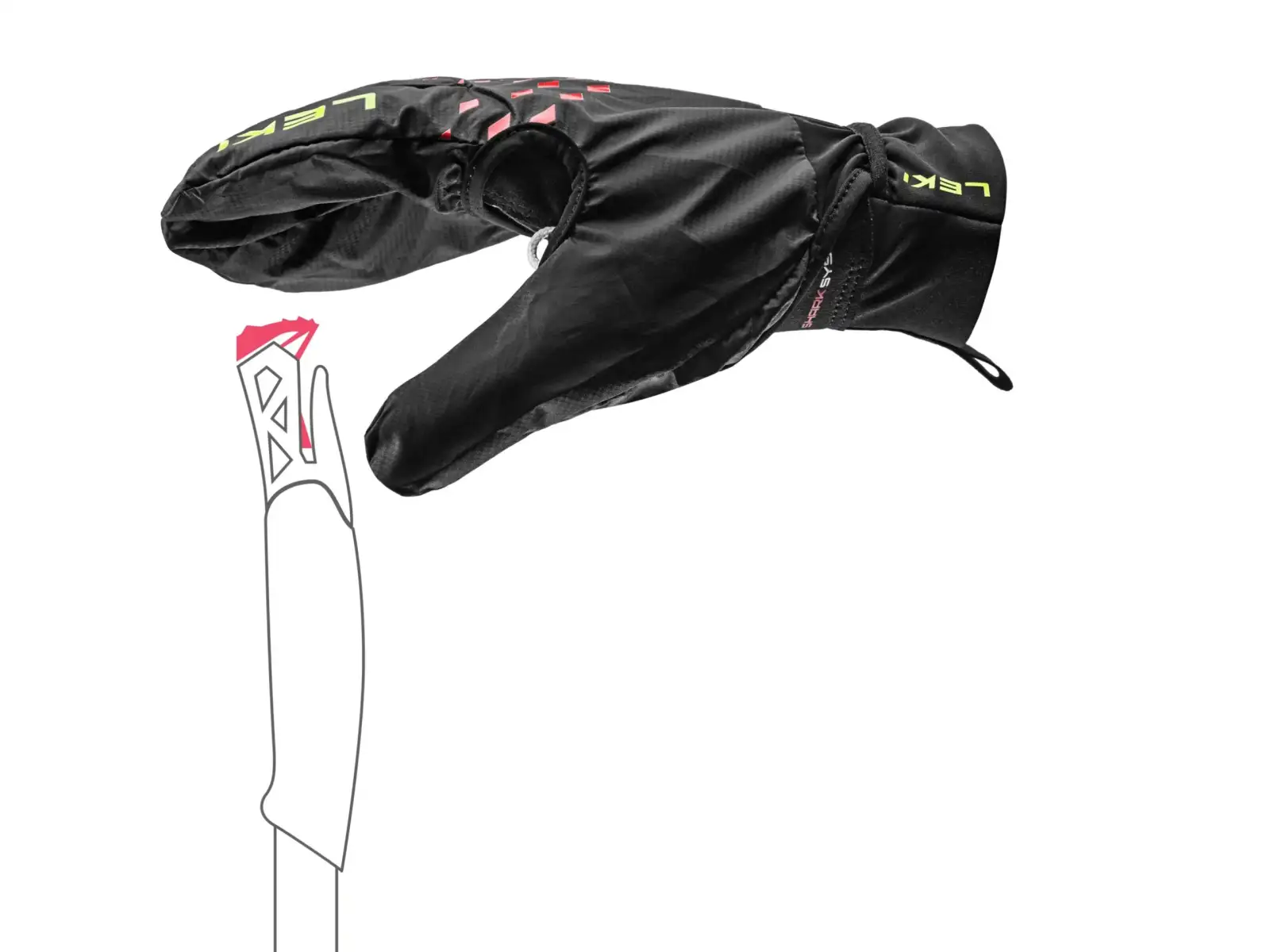 Leki Ultra Trail Storm Shark running gloves Black/Red/Neon Yellow