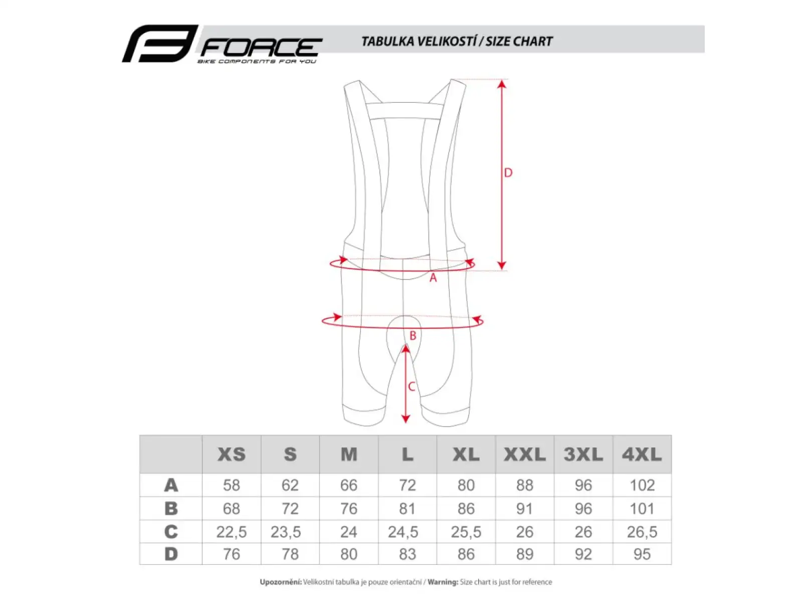Force Vision men's bib shorts with pad black/white