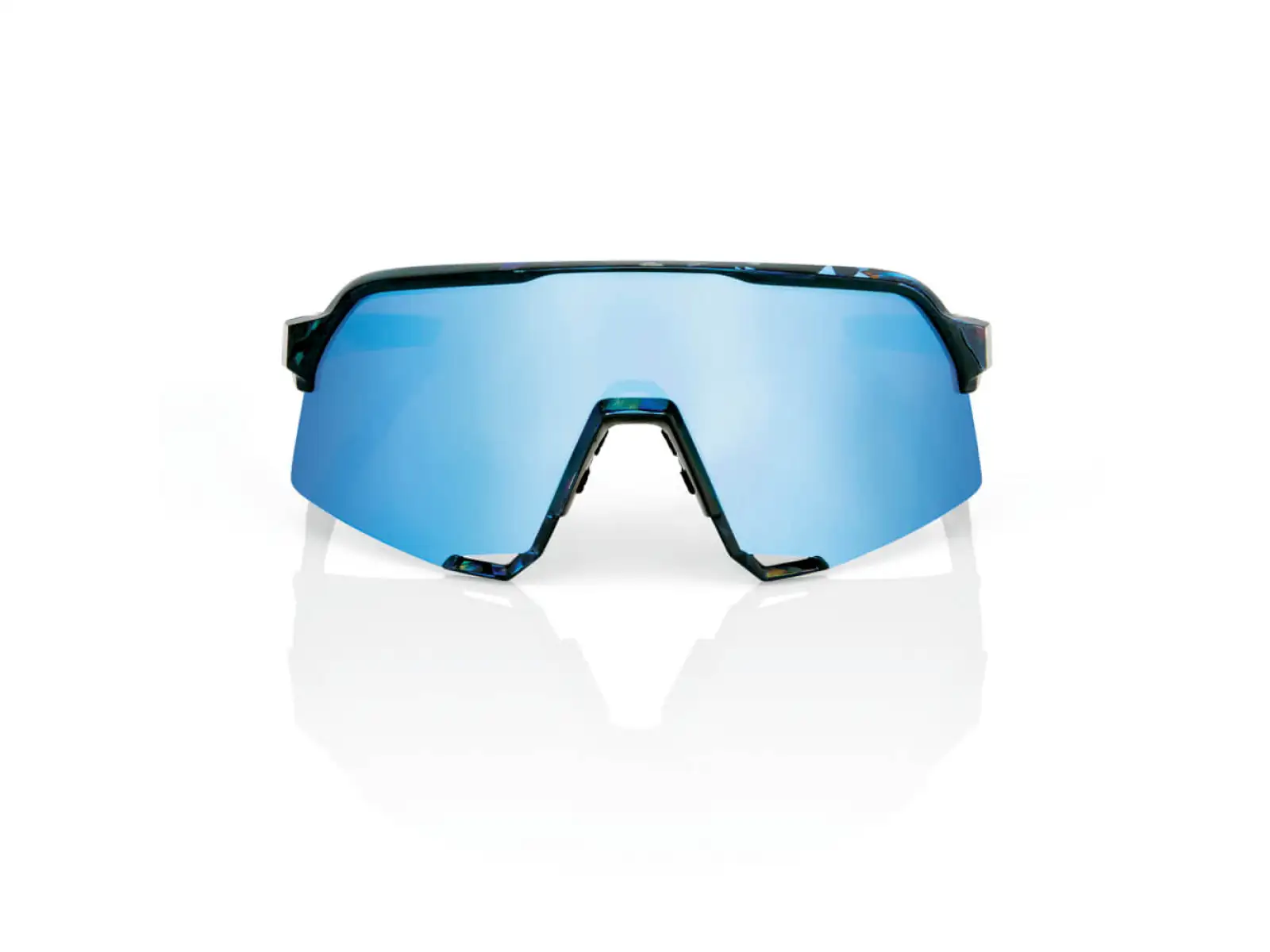 100% S3 HiPER Cycling Glasses Black Holographic/Blue Multilayer Mirror Lens