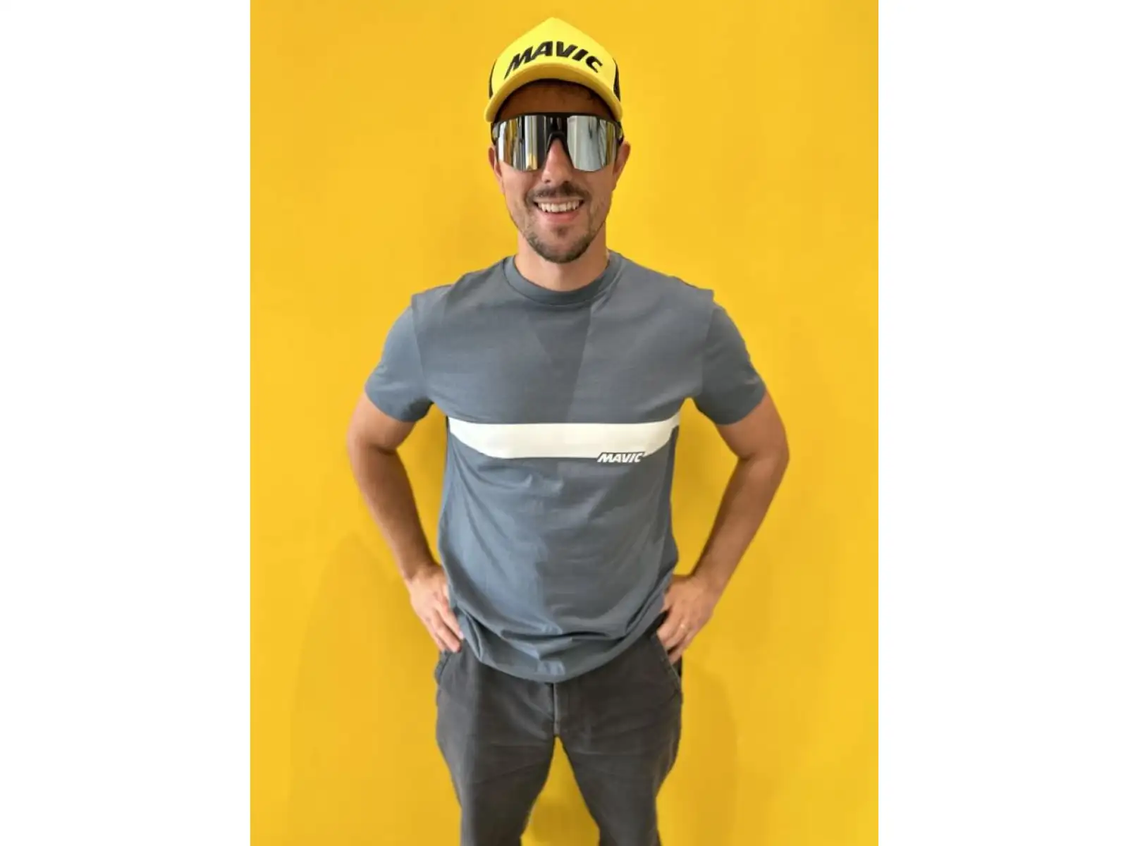 Mavic Corporate Stripe men's t-shirt short sleeve Orion Blue/Off White