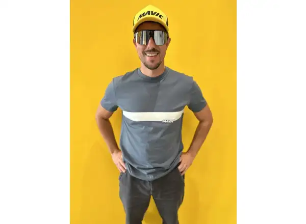 Mavic Corporate Stripe men's t-shirt short sleeve Orion Blue/Off White