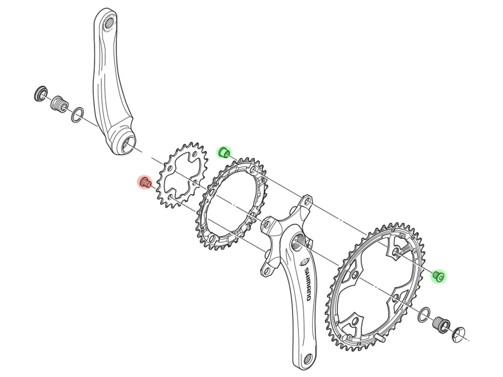 Shimano FC-M540/590 chainring bolts 4pcs Small