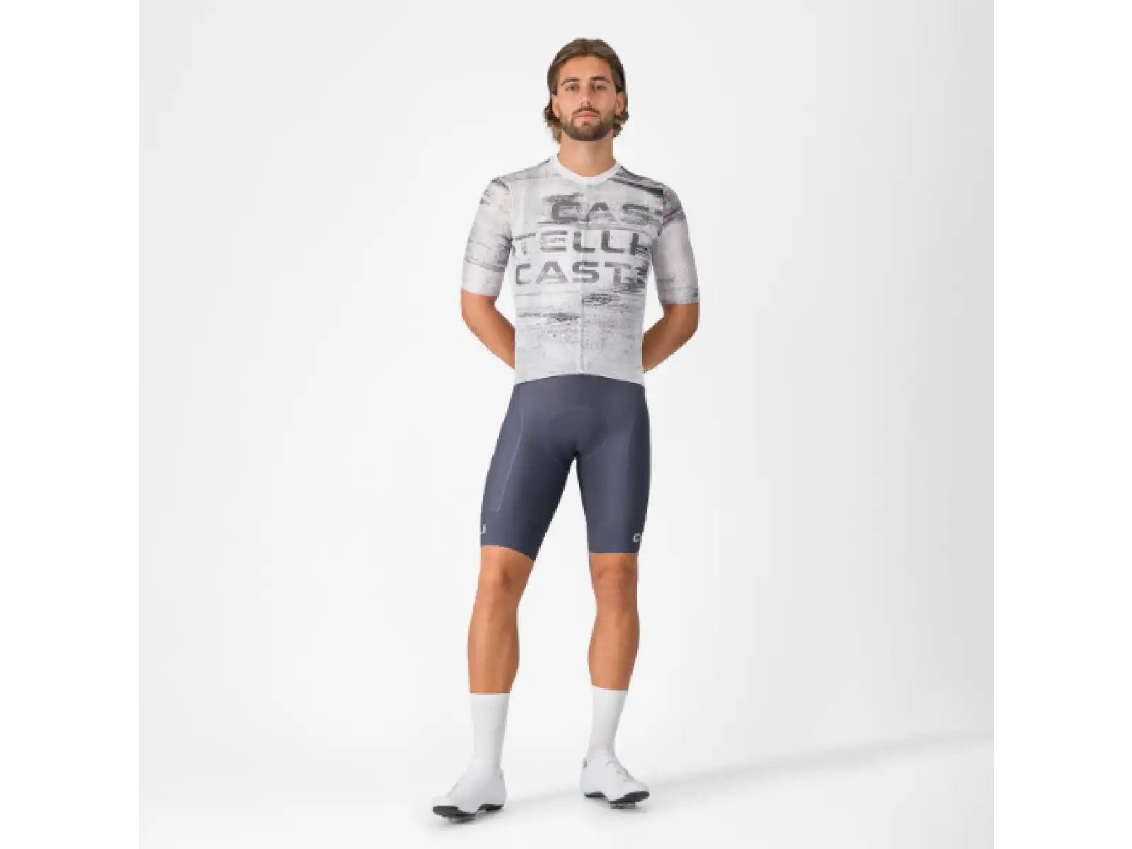 Castelli Stratus Logo men's jersey short sleeve White/Smoky Gray