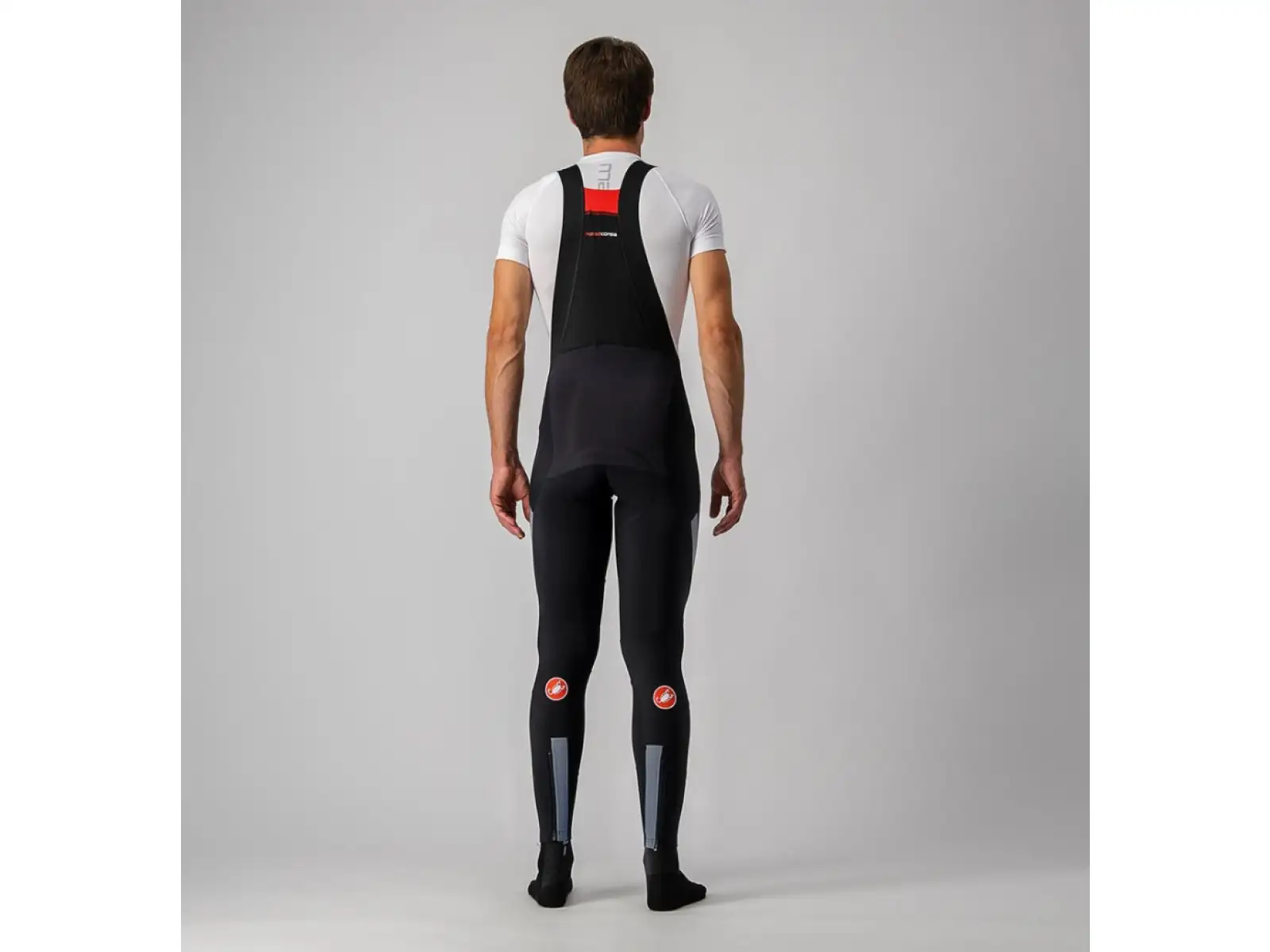 Casteli Sorpasso men's bib tights Black/Silver Reflex