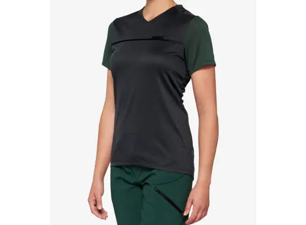 100% Ridecamp Short Sleeve Jersey Women Charcoal/Forest Green
