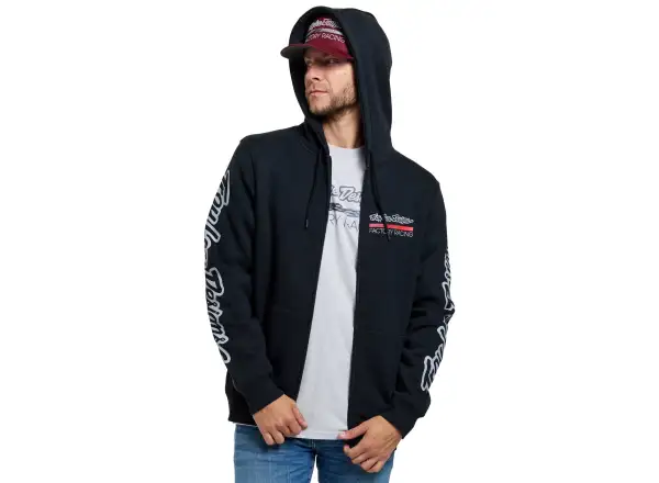 Troy Lee Designs Factory Racing men's zip-up hoodie Black heather/Red