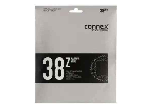 Connex Chainring 38T TZ, Wipperman Al, thickness 3 mm, pitch 104mm, for E-bikes