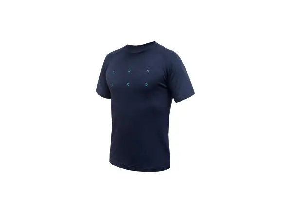 Sensor Merino Blend Typo men's T-shirt short sleeve Deep Blue