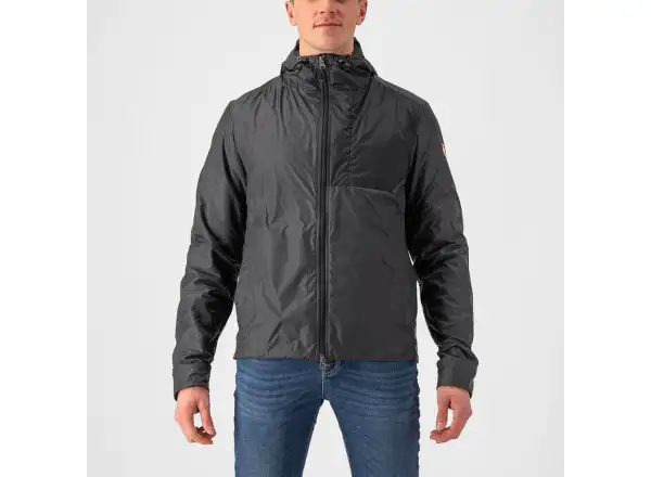 Castelli Riscalda Puffy men's jacket dark gray/electric lime