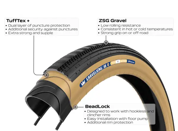 Panaracer GravelKing SS Plus tire 700x40 black/brown