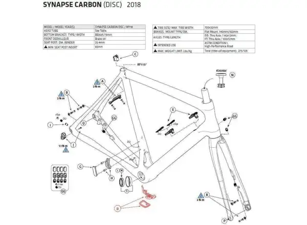 Cannondale Kit Synapse Carbon 2018 Bottom Bracket Cable Guide spare part (CK3588U00OS)