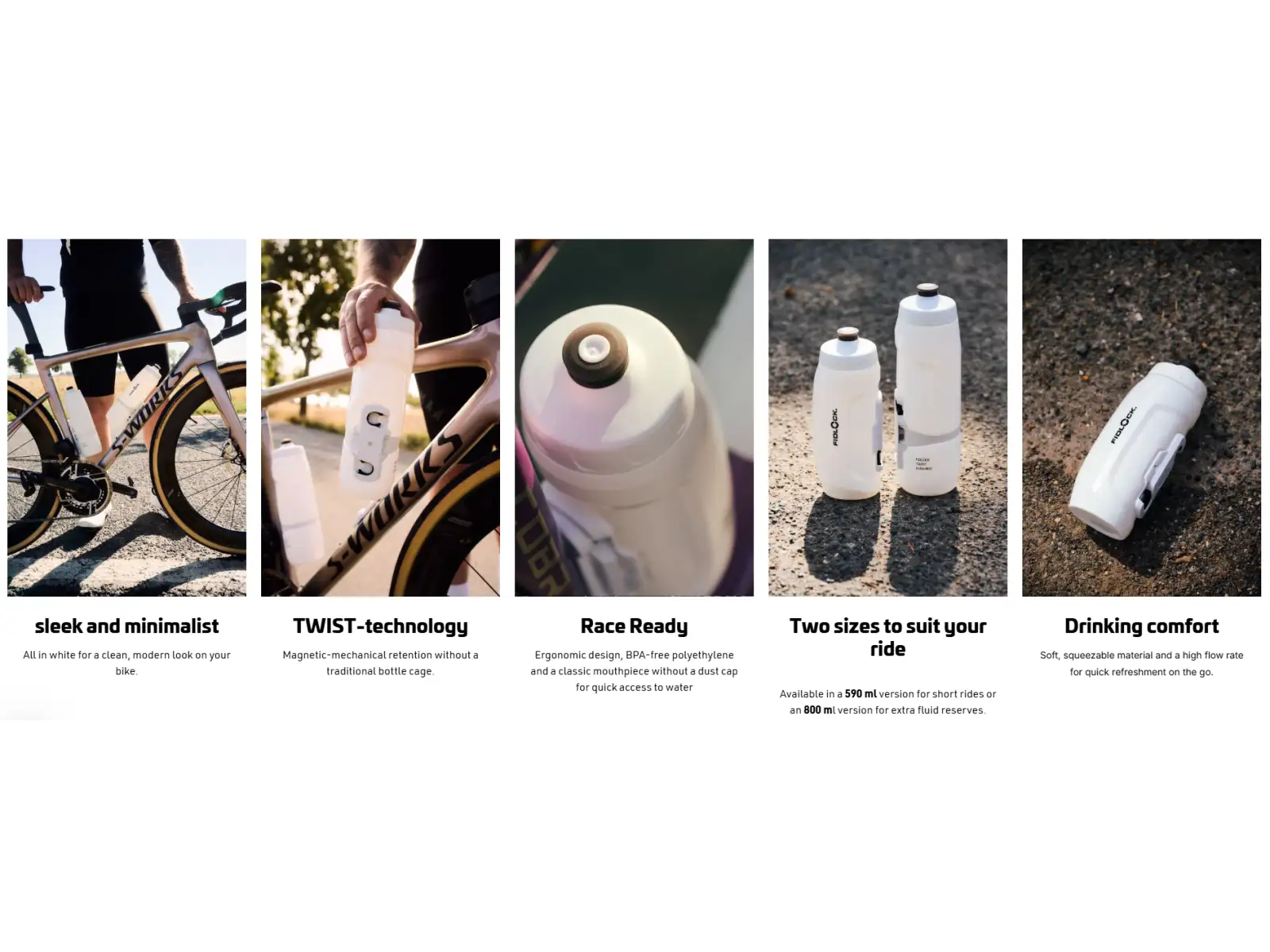 Fidlock Twist set bottle 800 ml + frame base Polar White