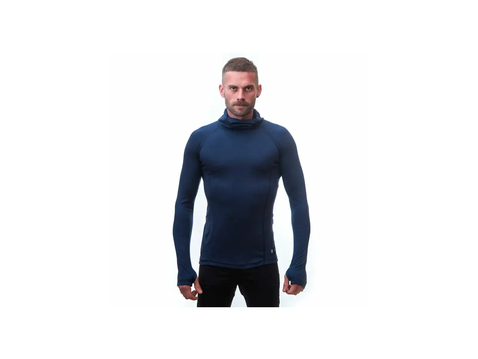 Sensor Merino DF men's shirt long sleeve with hood Deep Blue
