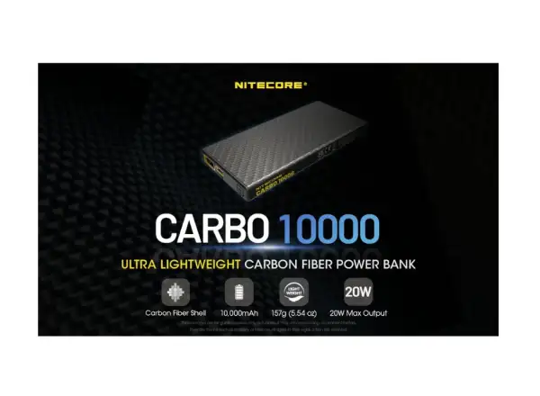 Nitecore powerful Powerbank CARBO 10000, USB-C, 10000 mAh