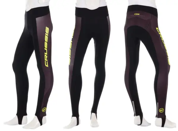 Crussis men's trousers with bib and padding black/yellow