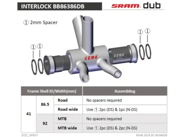 Cema bottom bracket BB86-BB92 for DUB axle