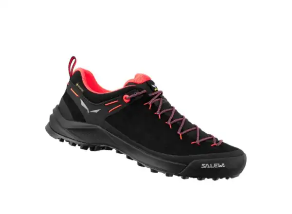 Salewa WS Wildfire Leather Shoes Women Black/Fluo Coral