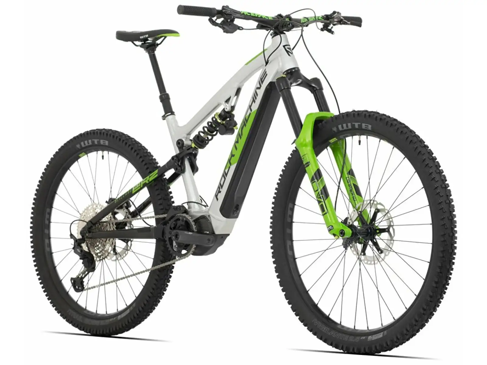 Rock Machine Blizzard INT e90-297 Gloss Silver/Black/Green full suspension e-bike