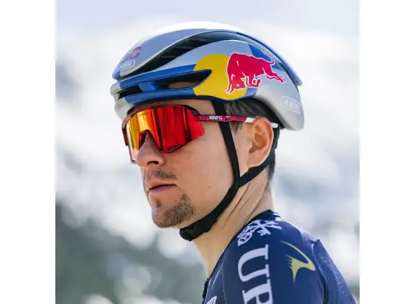 100% Slendale Pidcock Le cycling glasses Gloss Red Holographic HiPER Red Mirror Lens