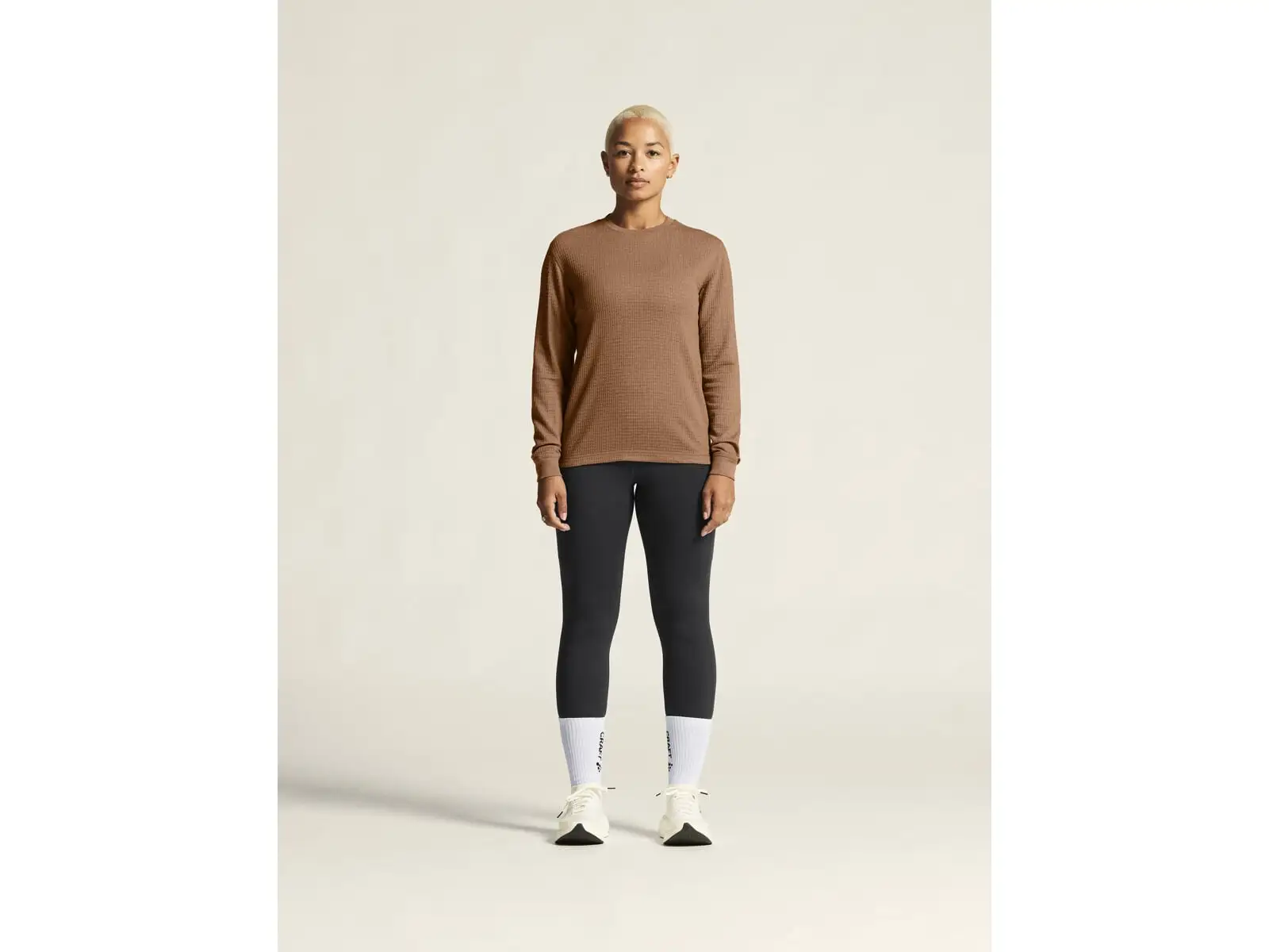Craft Wool Waffle women's shirt long sleeve brown