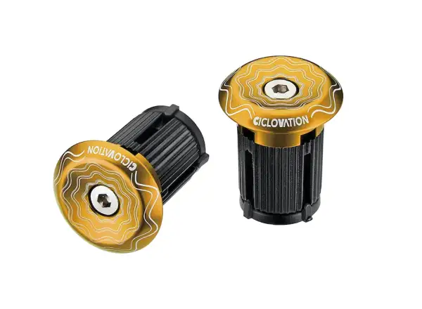 Ciclovation Lock-In Vortex handlebar plugs Power Wave gold