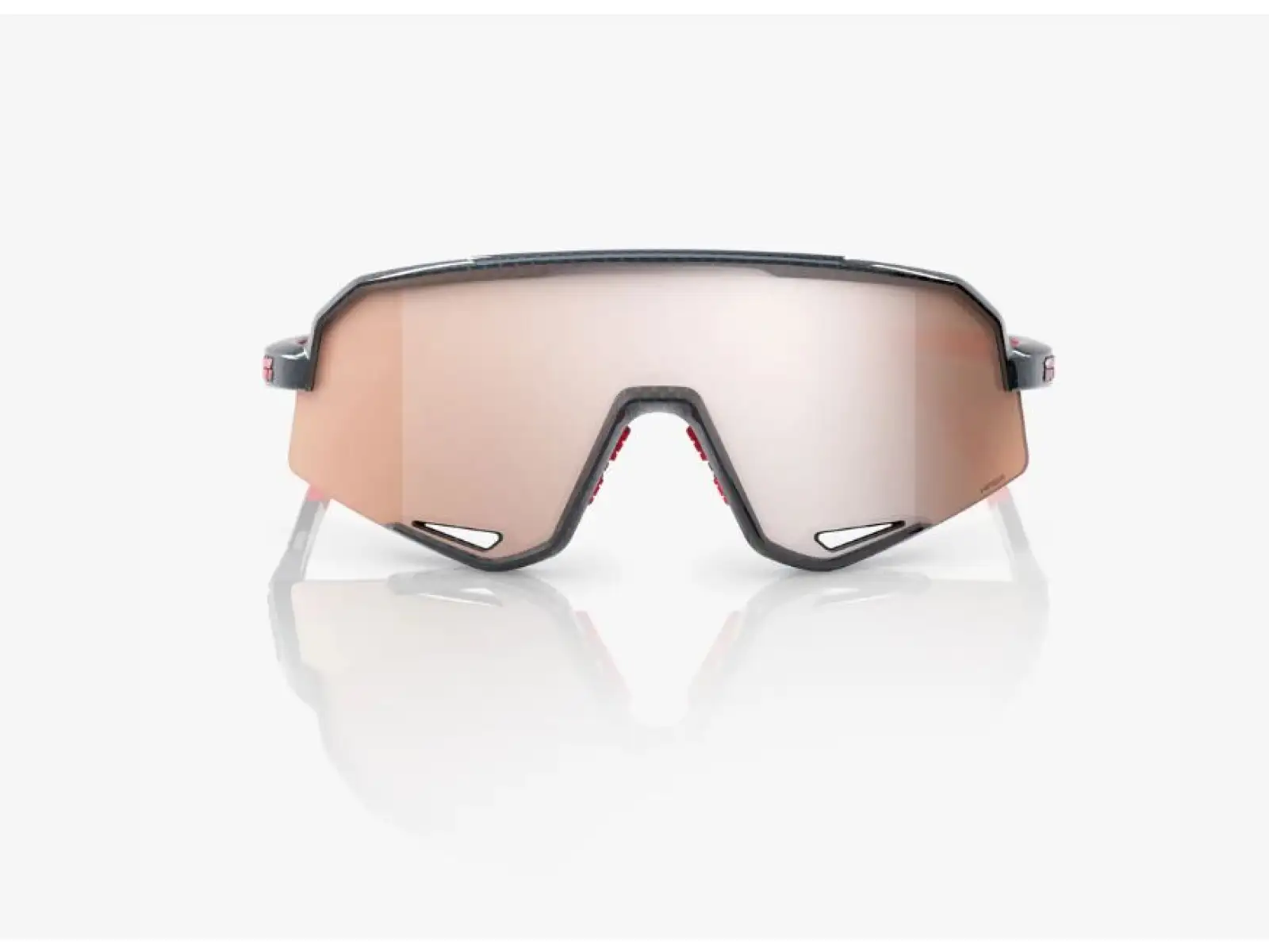 100% Slendale Gloss Carbon Fiber/HiPER Crimson-Silver Lens Sunglasses