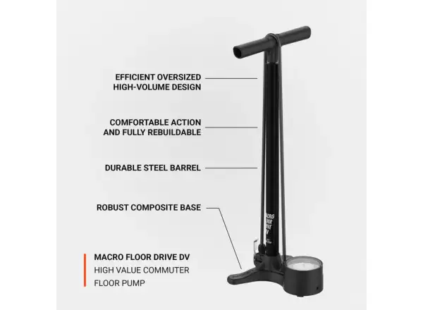 Lezyne Macro HV Floor Drive DV workshop pump Flat Black
