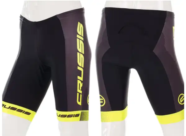 Crussis men's elastic shorts black/yellow