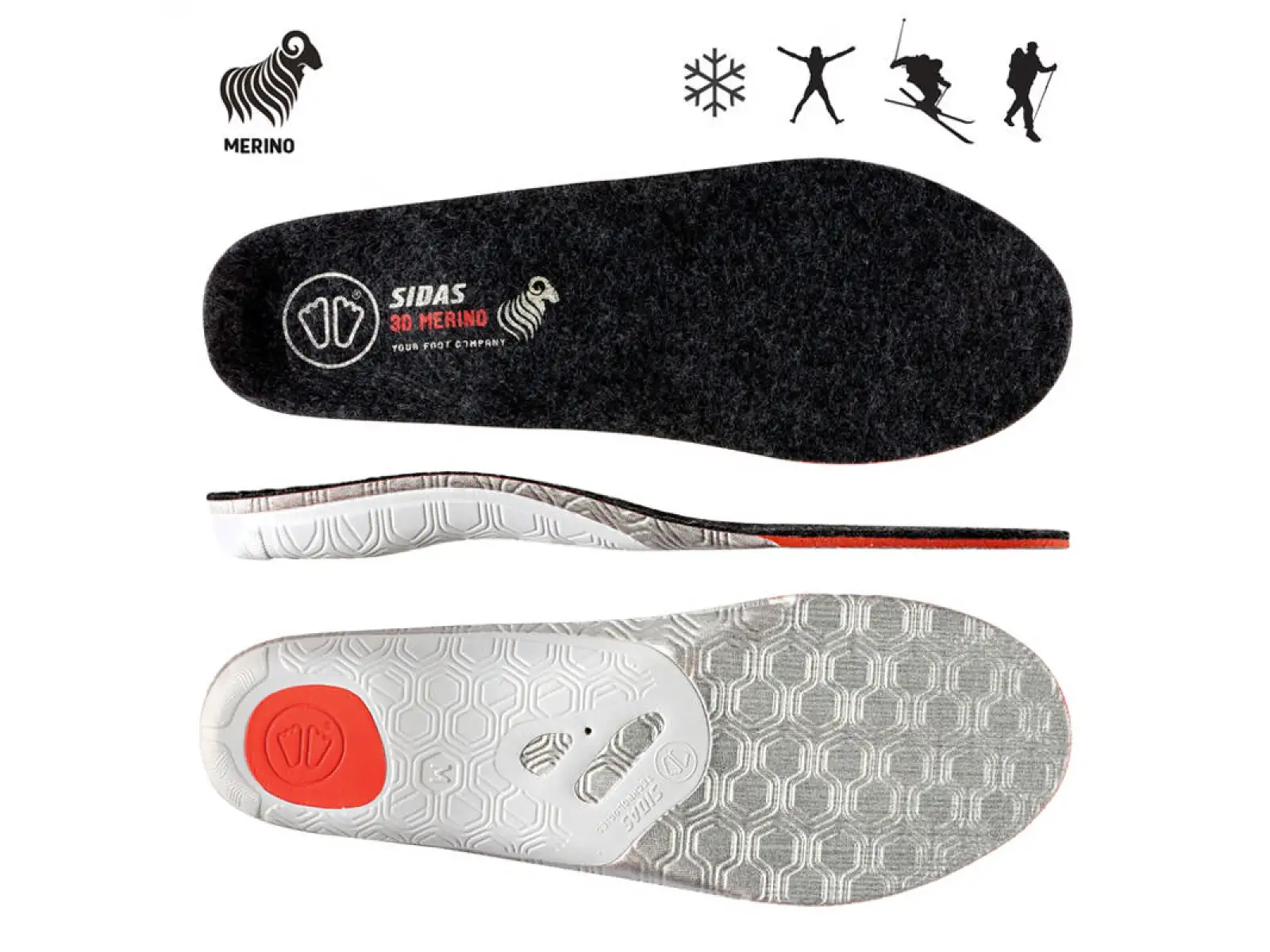 Sidas Winter 3D Merino insoles medium arch 1 pair