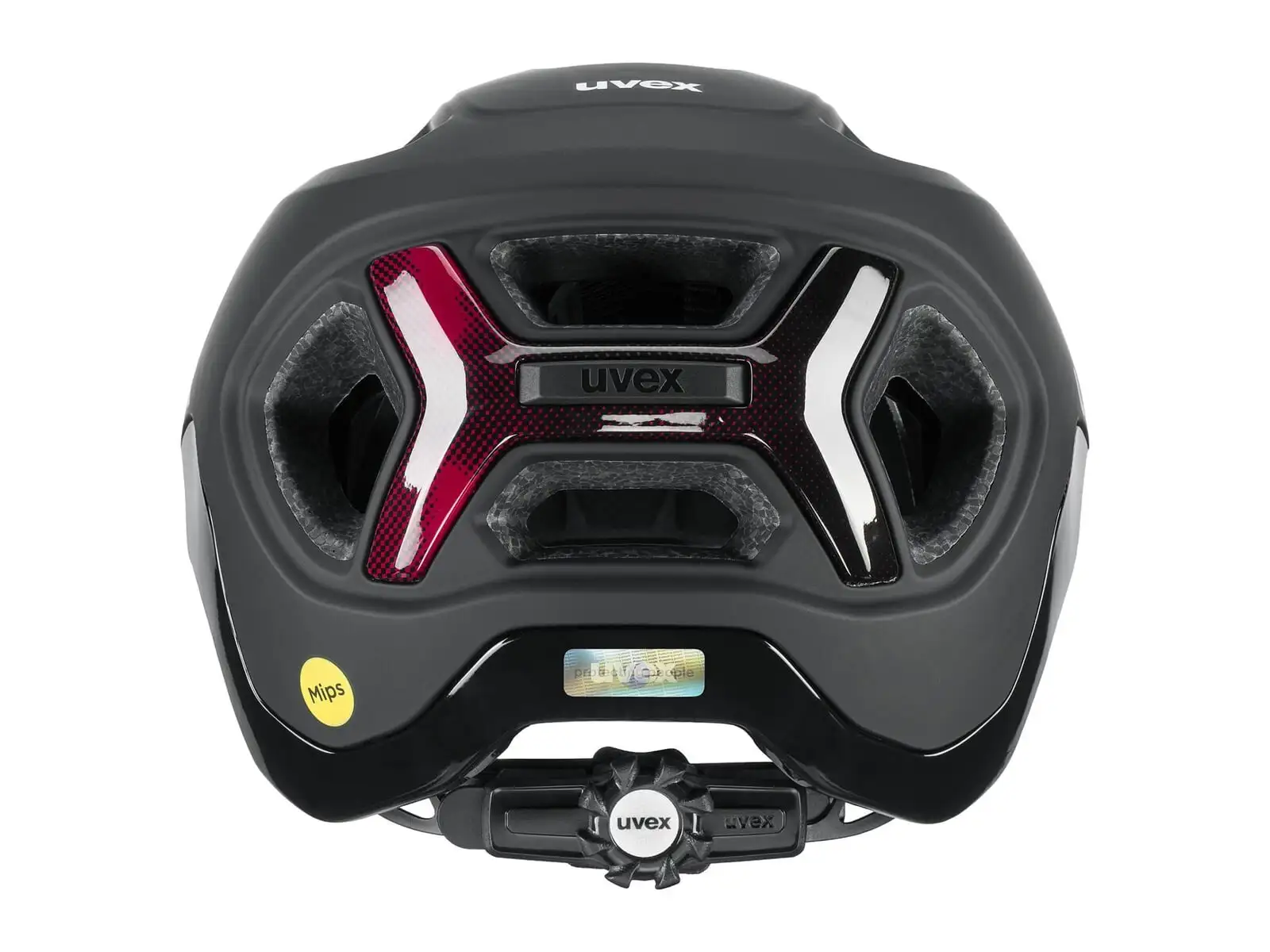 Uvex React Mips helmet Black/Ruby Red Matt